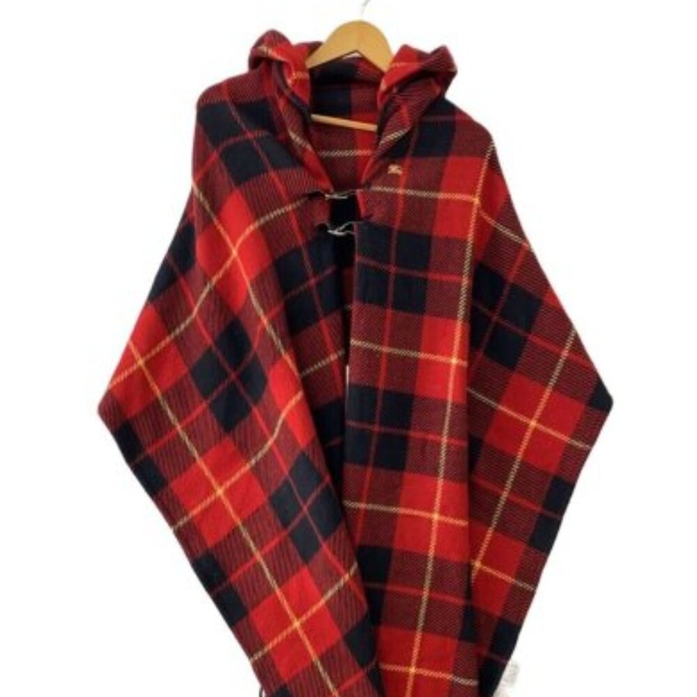 Burberry Japan Blue Label Hooded Tartan Wool Cape  + Gift Bag + Garment Bag - Picture 2 of 16
